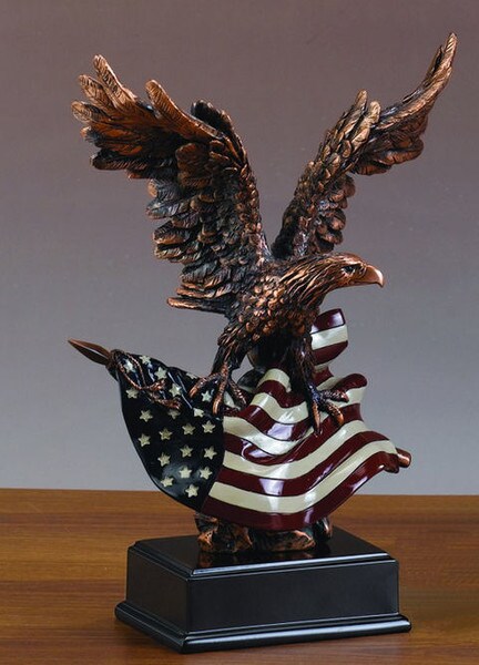 Eagle With American Flag Colored Sculpture